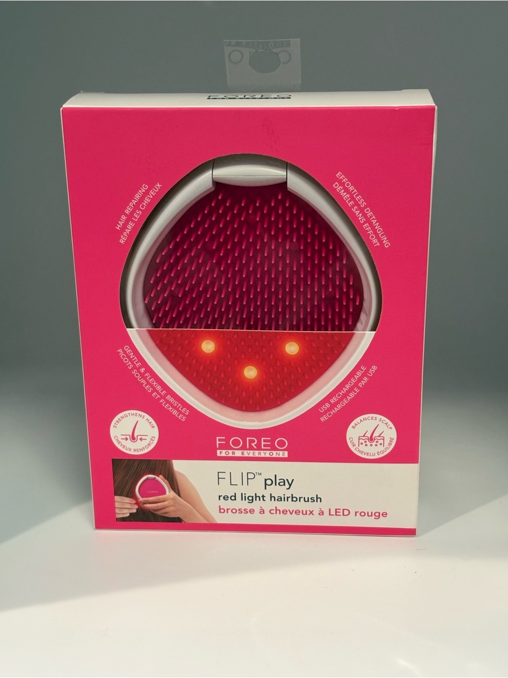 FOREO FLIP Play Red Light Hairbrush - Pink/Red
